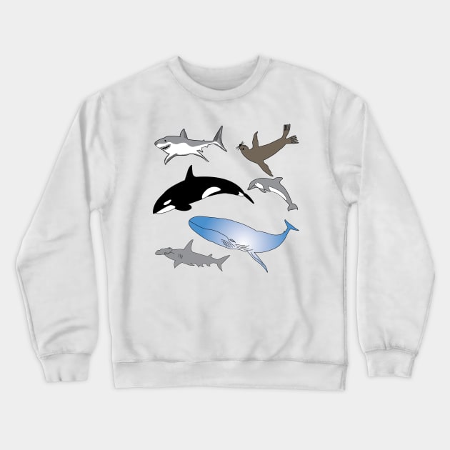 Marine Life Bliss, wildlife gifts, illustration, sea life Crewneck Sweatshirt by sandyo2ly